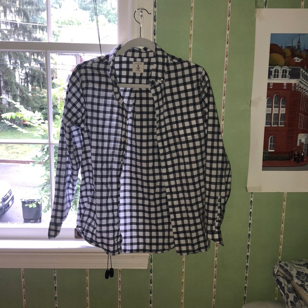 Landsend kids large button down checkered shirt